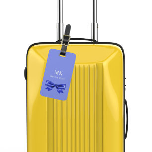 Blau-weiße Bogen-Monogramm-Initialen elegant Gepäckanhänger