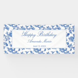 Blau-weiße Chinoiserie-Geburtstag Banner