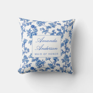 Blau-weiße Chinoiserie-Jungferngeschenk Kissen
