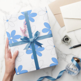 Blau-weiße Daisy-Blume im Hübschen Blumenmuster Geschenkpapier