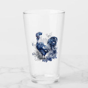 Blau-weiße Delft-Hahn mit Blume Glas