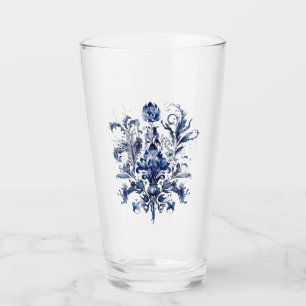 Blau-weiße Delft-Ziergegenstände mit Blume Glas