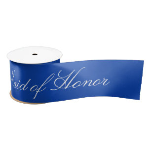 Blau-weiße Ehrenjungfer-Schärpe Satinband