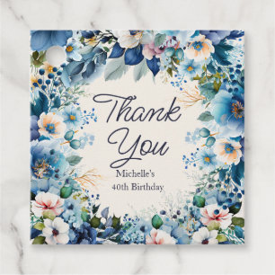 Blau Weiße Florale Damen Geburtstags Dankeschön Geschenkanhänger