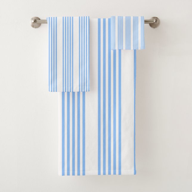 Blau-weiße Fünf-Streifen-Muster Badhandtuch Set (Insitu)