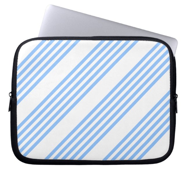 Blau-weiße Fünf-Streifen-Muster Laptopschutzhülle (Vorderseite)