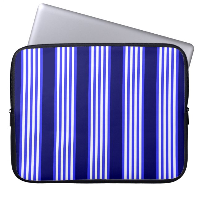 Blau-weiße Fünf-Streifen-Muster Laptopschutzhülle (Vorderseite)