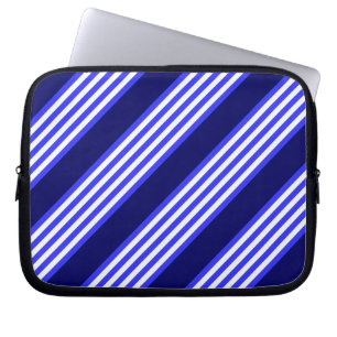 Blau-weiße Fünf-Streifen-Muster Laptopschutzhülle