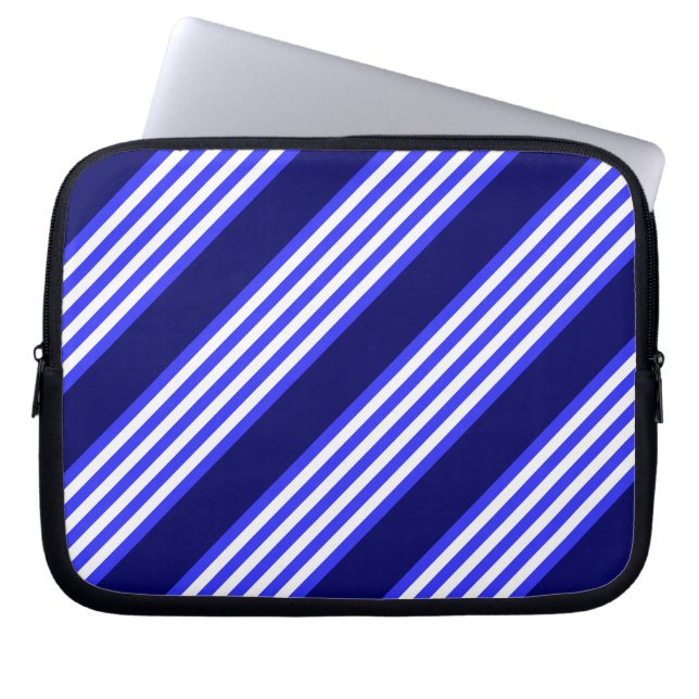 Blau-weiße Fünf-Streifen-Muster Laptopschutzhülle (Vorderseite)