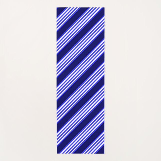 Blau-weiße Fünf-Streifen-Muster Yogamatte (Vorderseite)