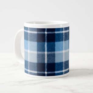 Blau Weiße Gemütliche Karierte Flanell Jumbo-Tasse