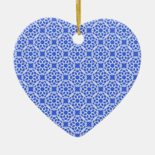 Blau Weiße Geometrische Nahtlose Muster Keramik Ornament