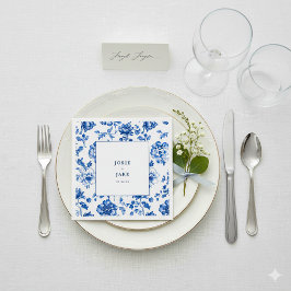 Blau-weiße Hochzeitslippe Serviette