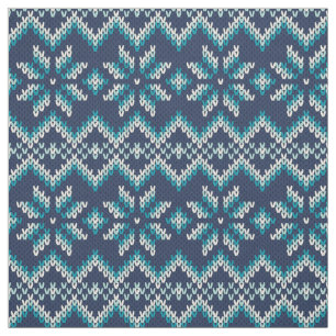 Blau-weiße Imitate Strick Sweater Snowflakes Must Stoff