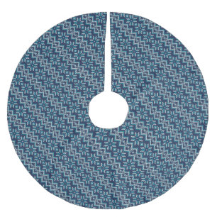 Blau-weiße Imitate Strick Sweater Snowflakes Muste Polyester Weihnachtsbaumdecke