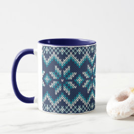 Blau-weiße Imitate Strick Sweater Snowflakes Muste Tasse