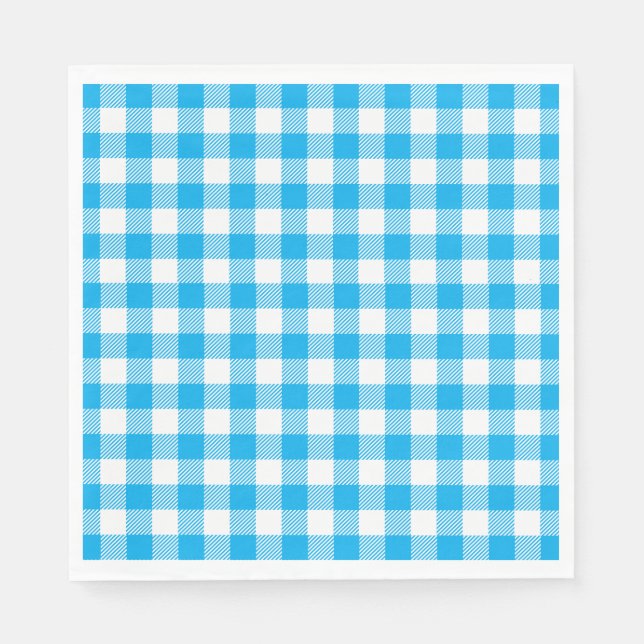 Blau-weiße Karos Muster Gingham Kariert Serviette (Vorderseite)