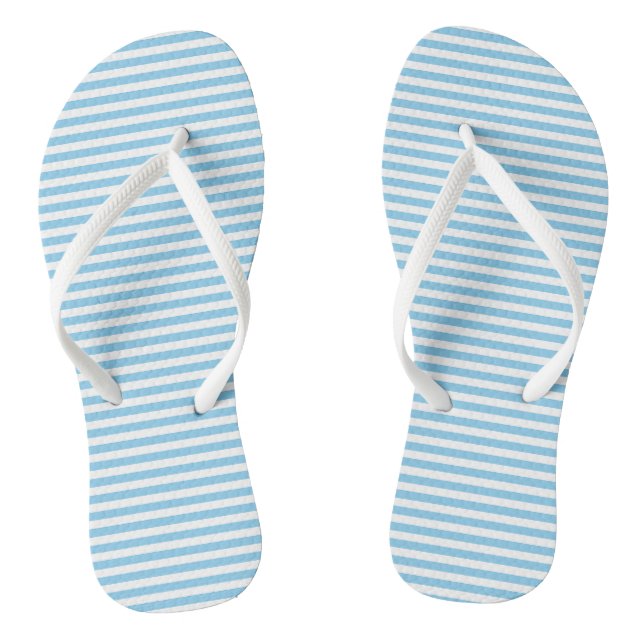 Blau-weiße, kleine, waagerechte Streifen Flip Flops (Fußbett)
