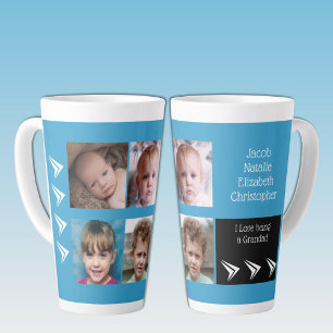 Blau-weiße Liebe als Großmutter mit Fotos Milchtasse