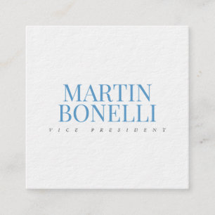 Blau Weiße Minimalistische Professionelle Luxuriös Quadratische Visitenkarte