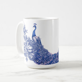 Blau Weiße Pfauenrose Kaffeetasse
