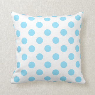 Blau-weiße Polka-Punkte Kissen