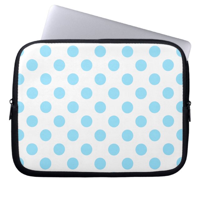 Blau-weiße Polka-Punkte Laptopschutzhülle (Vorderseite)