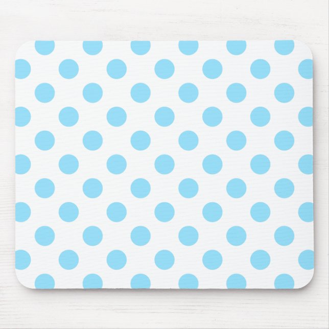 Blau-weiße Polka-Punkte Mousepad (Vorne)