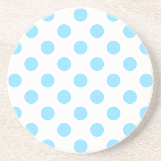 Blau-weiße Polka-Punkte Sandstein Untersetzer (Vorne)