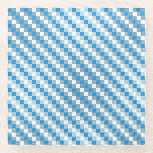 Blau-weiße Quadrate Hintergrund Glasuntersetzer