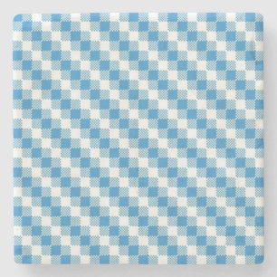 Blau-weiße Quadrate Hintergrund Steinuntersetzer