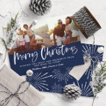 Blau-weiße Schrift frohe Weihnachts-Multi-Foto Folien Feiertagskarte<br><div class="desc">Blau-weiße Schrift fröhliche Weihnachten Multi-Foto modernen Sternstern Design.</div>