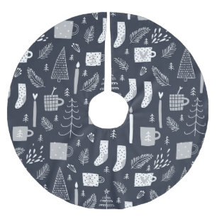 Blau-weiße Socken Tasse Bäume Polyester Weihnachtsbaumdecke