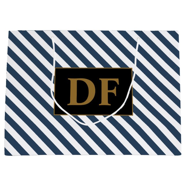 Blau/weiße Streifen Große Geschenktasche Geschenktüte (Vorderseite)