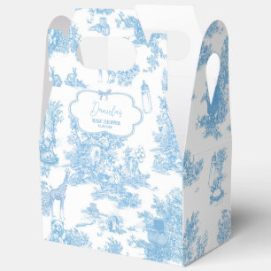 Blau Weiße Toile de Jouy Bär Baby Shower Danke Geschenkschachtel