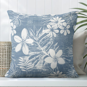 Blau-weiße tropische Blume Kissen Kissen