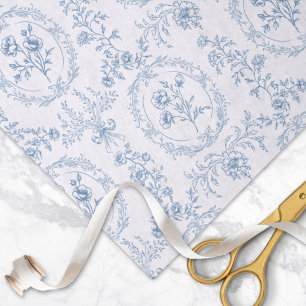 Blau-weiße Vintage-Blumen Blumenmuster Seidenpapier