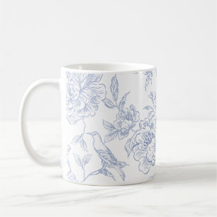 Blau weiße vintage Blumen Kaffeetasse