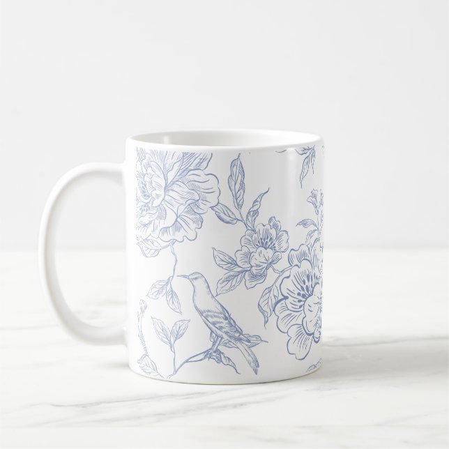 Blau weiße vintage Blumen  Kaffeetasse (Links)