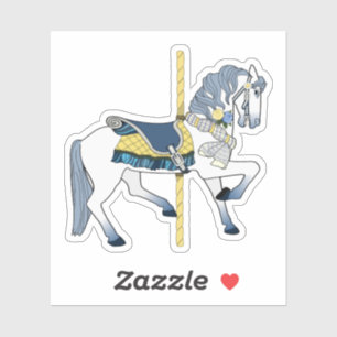 Blau-Weißen Karussellpferd Aufkleber