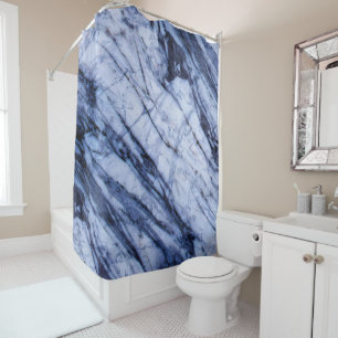 Blau-weißer Marmor Swirl Moderner Chic Duschvorhang