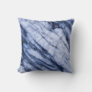 Blau-weißer Marmorstein Swirl Moderner Chic Kissen