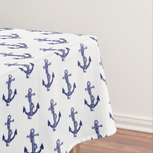Blau-weißer nautischer Anker Tischdecke