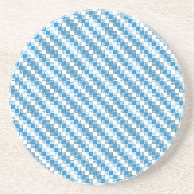 Blau-weißer Quadrathintergrund Sandstein Untersetzer (Vorne)