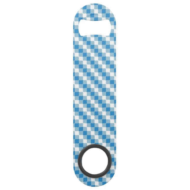 Blau-weißer Quadrathintergrund Speedflaschenöffner (Vorderseite)