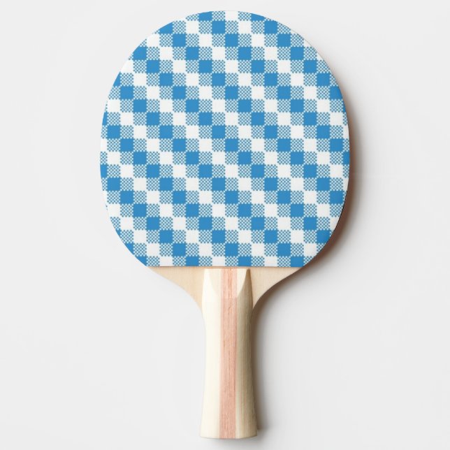 Blau-weißer Quadrathintergrund Tischtennis Schläger (Vorderseite)