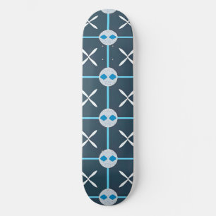 Blau-weißes abstraktes geometrisches Muster Skateboard