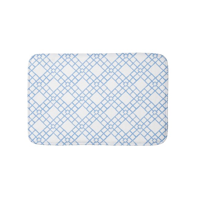 Blau-weißes Bambusgitter  Badematte (Vorderseite)