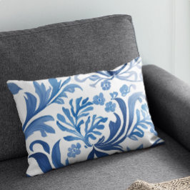 Blau-weißes Blumendesign | Chinoiserie-Muster Dekokissen