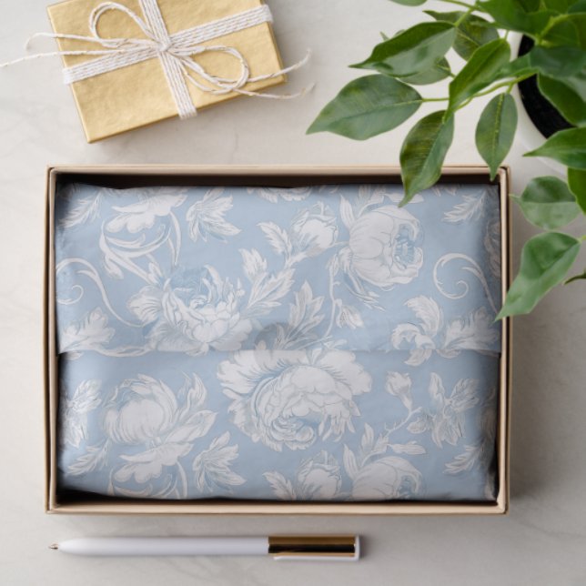 Blau-weißes Chinoiserie-Decoupage-Muster Seidenpapier (Geschenk)